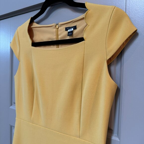ANN TAYLOR | Short Sleeve Yellow Sheath Work Dress Size 2 - Picture 3 of 8